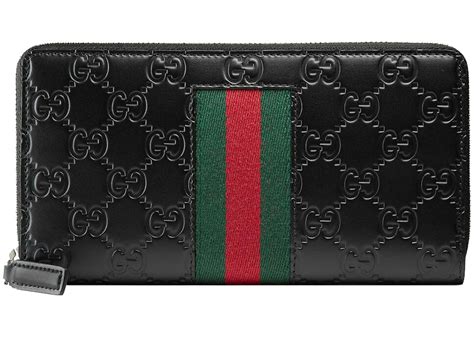 Gucci Signature Web Zip Around Wallet Black 